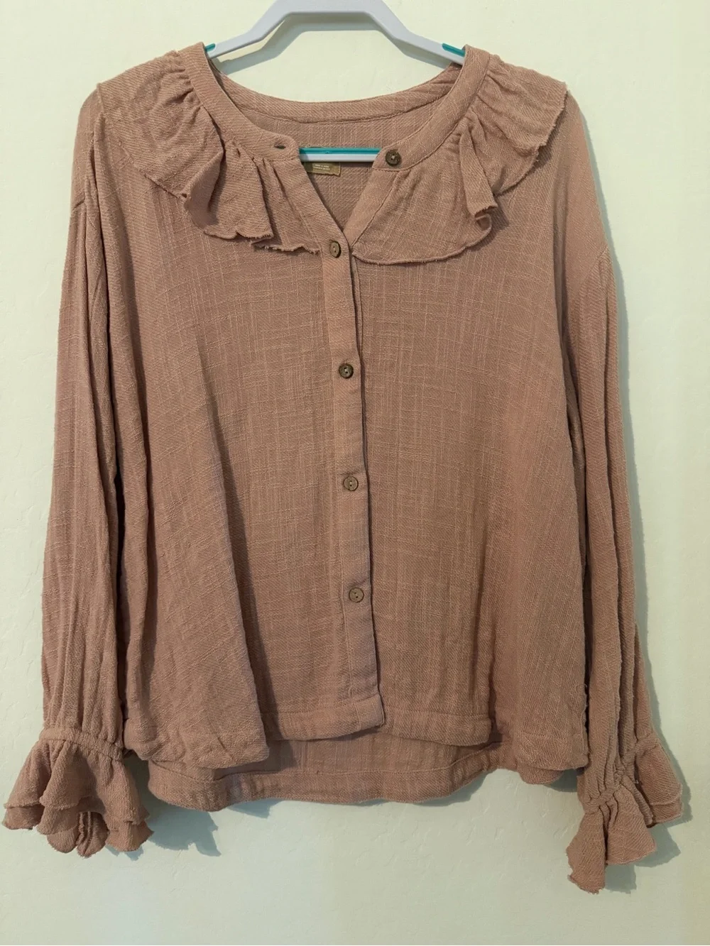 Free People Rose Dust Gauze Lounge Set, Shirt & Shorts, Small NWOT